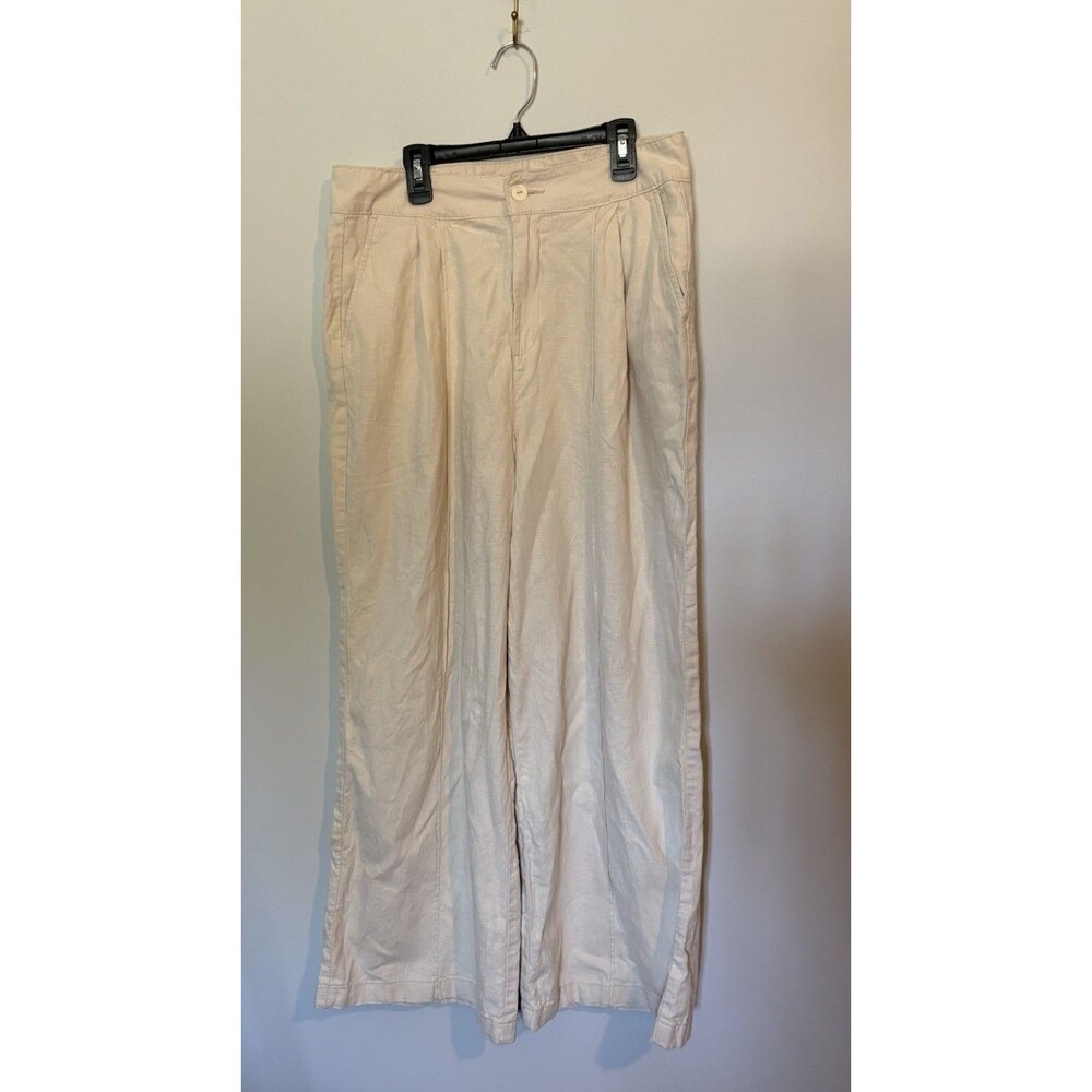 Christian Siriano Women’s Wide Leg Pants, Linen Blend, Size 10